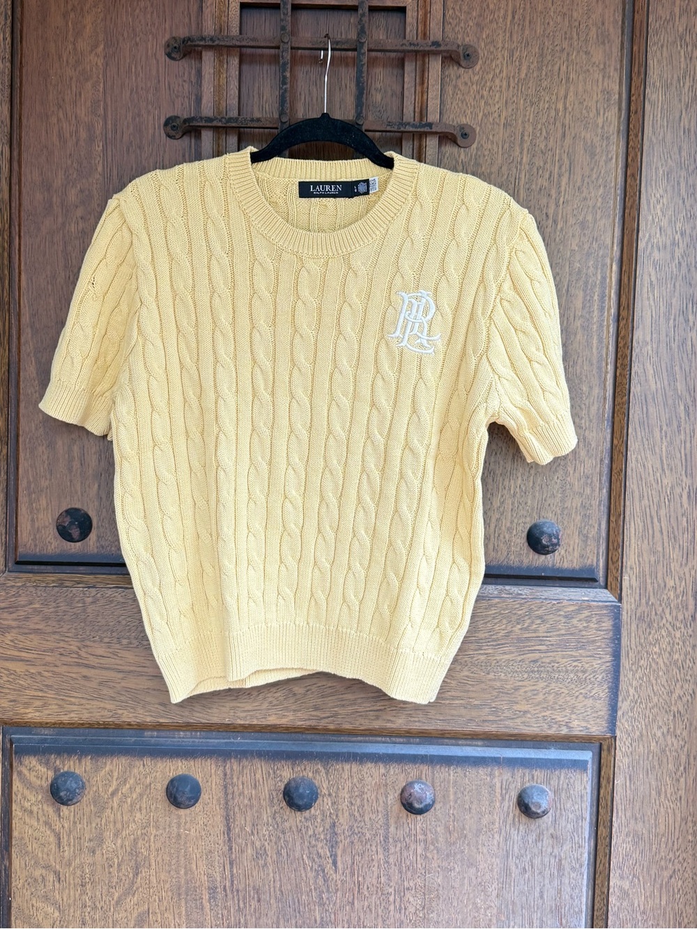 Ralph Lauren Yellow Cable-Knit Crewneck Sweater Size L